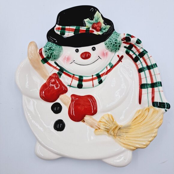 Fitz and Floyd Snowman Gift Gallery Plate & Mug & Frosty Towel & Ty Beanie Boo - Picture 6 of 16